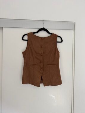Brown Suede Button-Front Women's Set